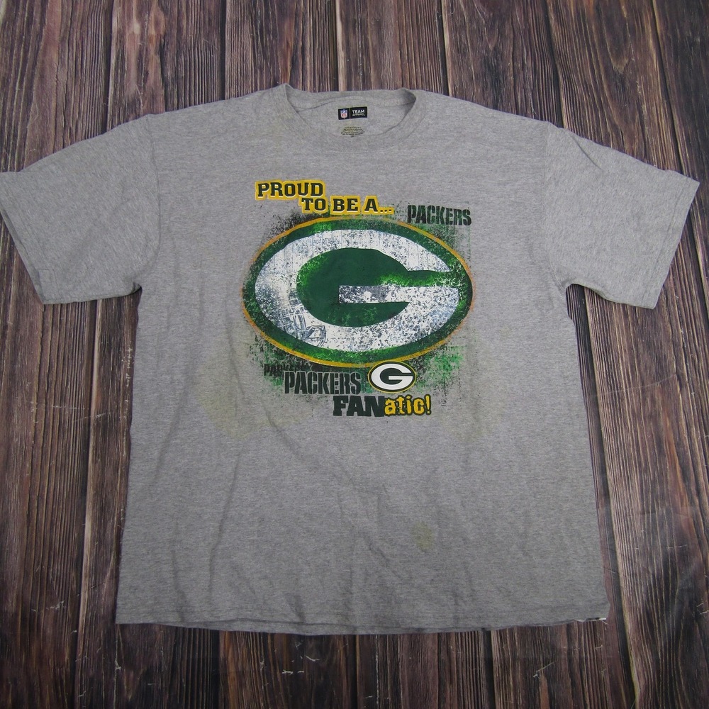 Green Bay Packers Shirt Mens XL Gray NFL Football Proud Fanatic Graphic Tee